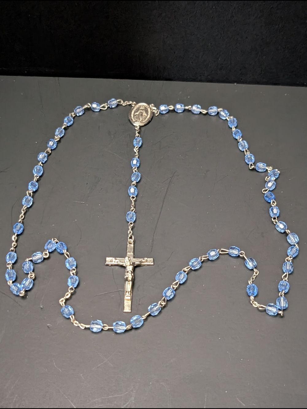 Stairway to Heaven rosary crucifix blue 8-2026D5
